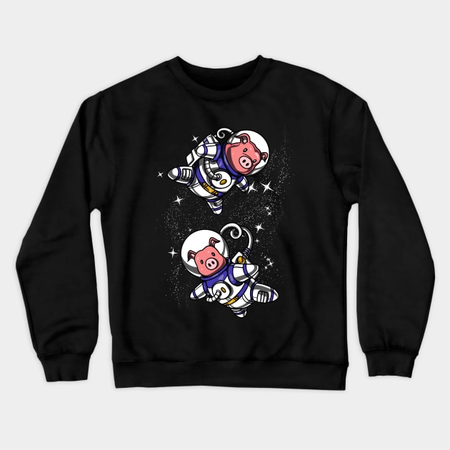 Pig Space Astronaut Crewneck Sweatshirt by underheaven